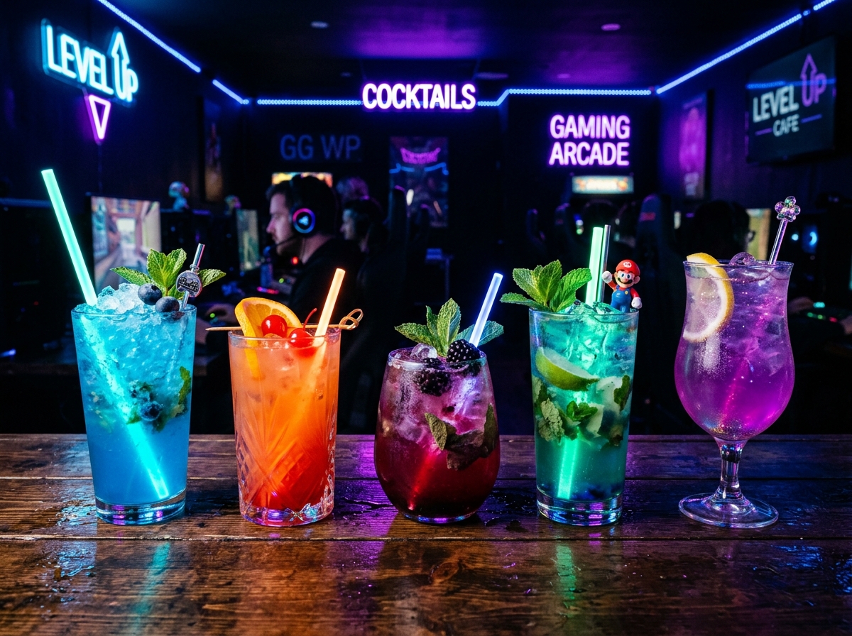 PixelFeast signature neon cocktails and mocktails
